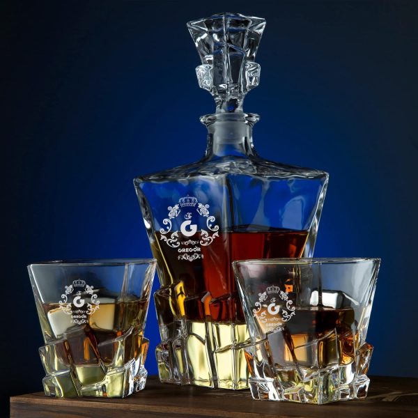 Zeitgemäßes Whisky Karaffe Set mit Gläsern
