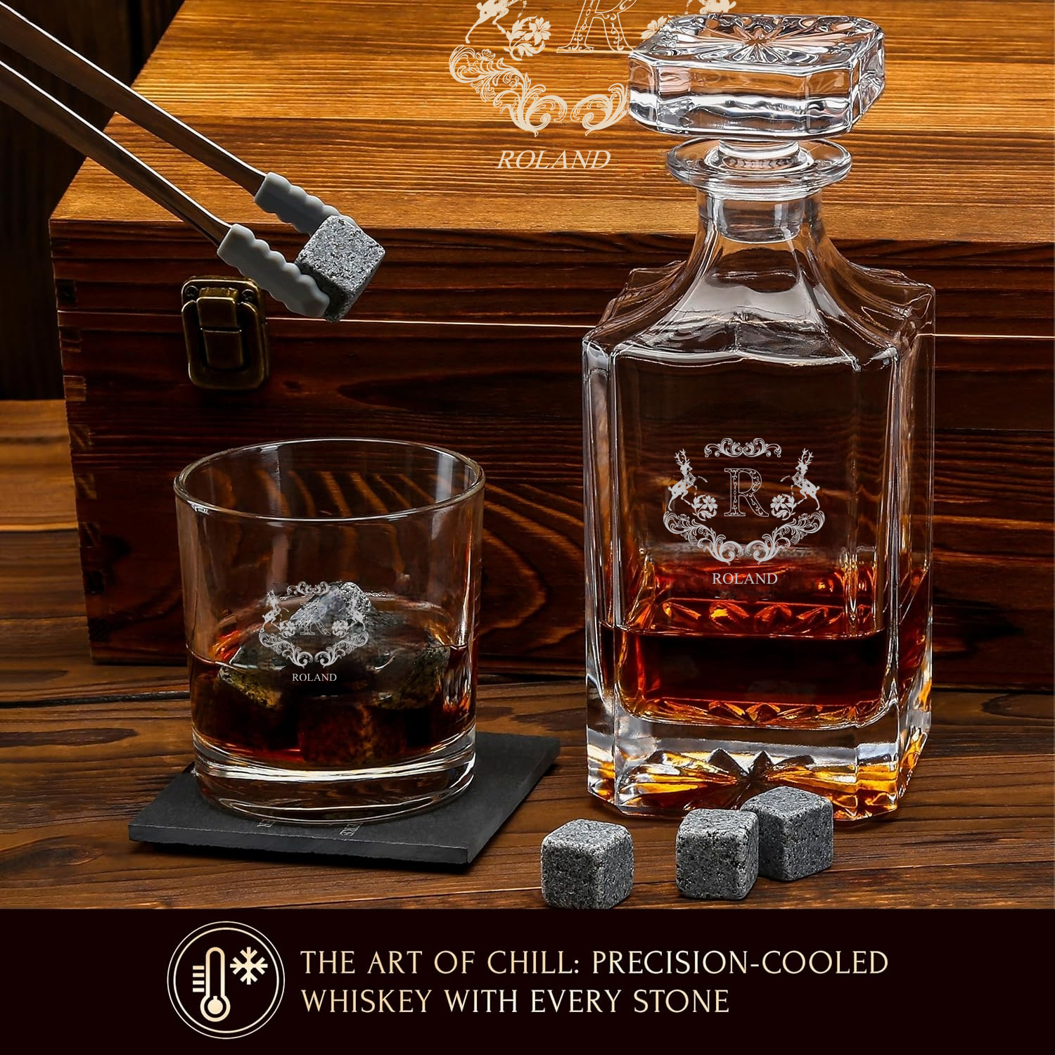 Geschenkidee für Männer mit gravierter Whisky Karaffe