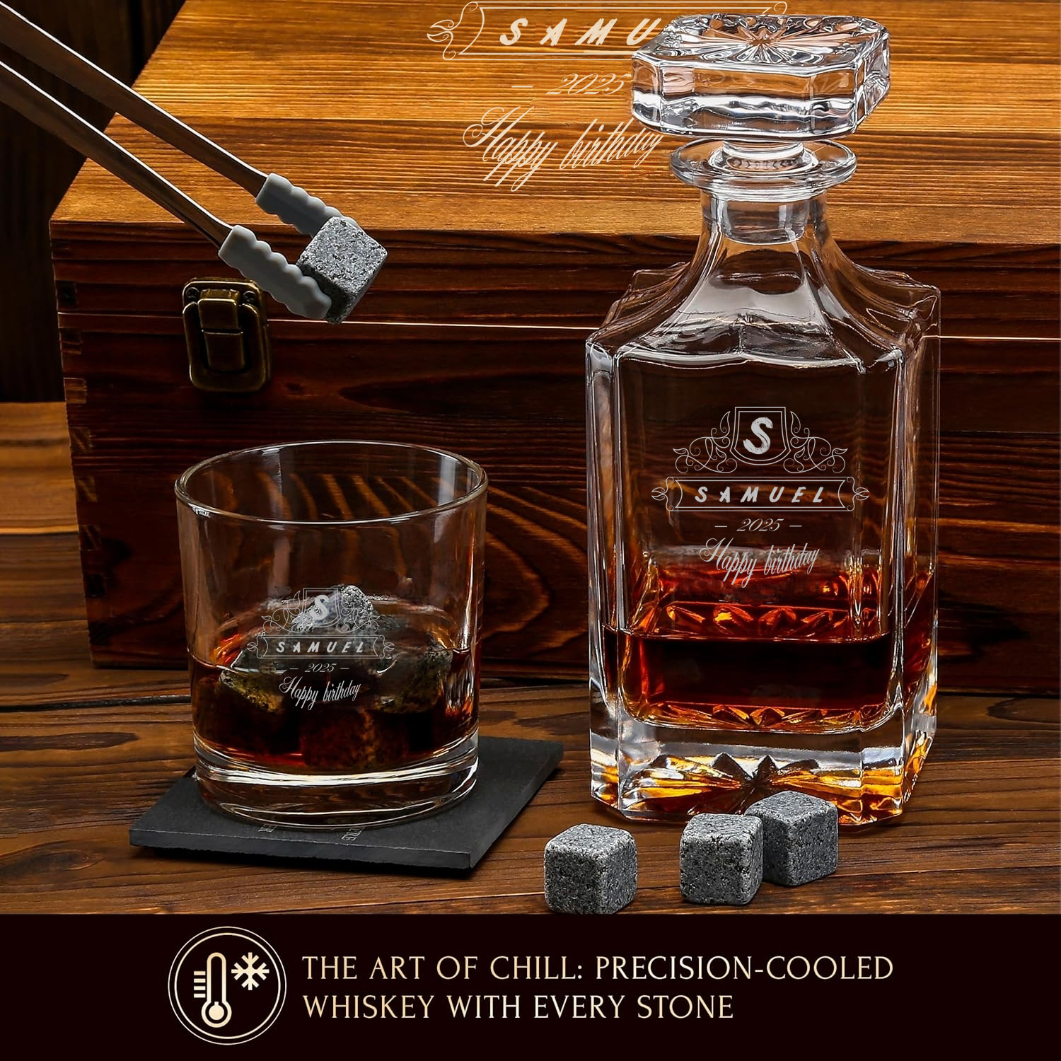 Whisky Karaffe Set mit gravierten Gläsern