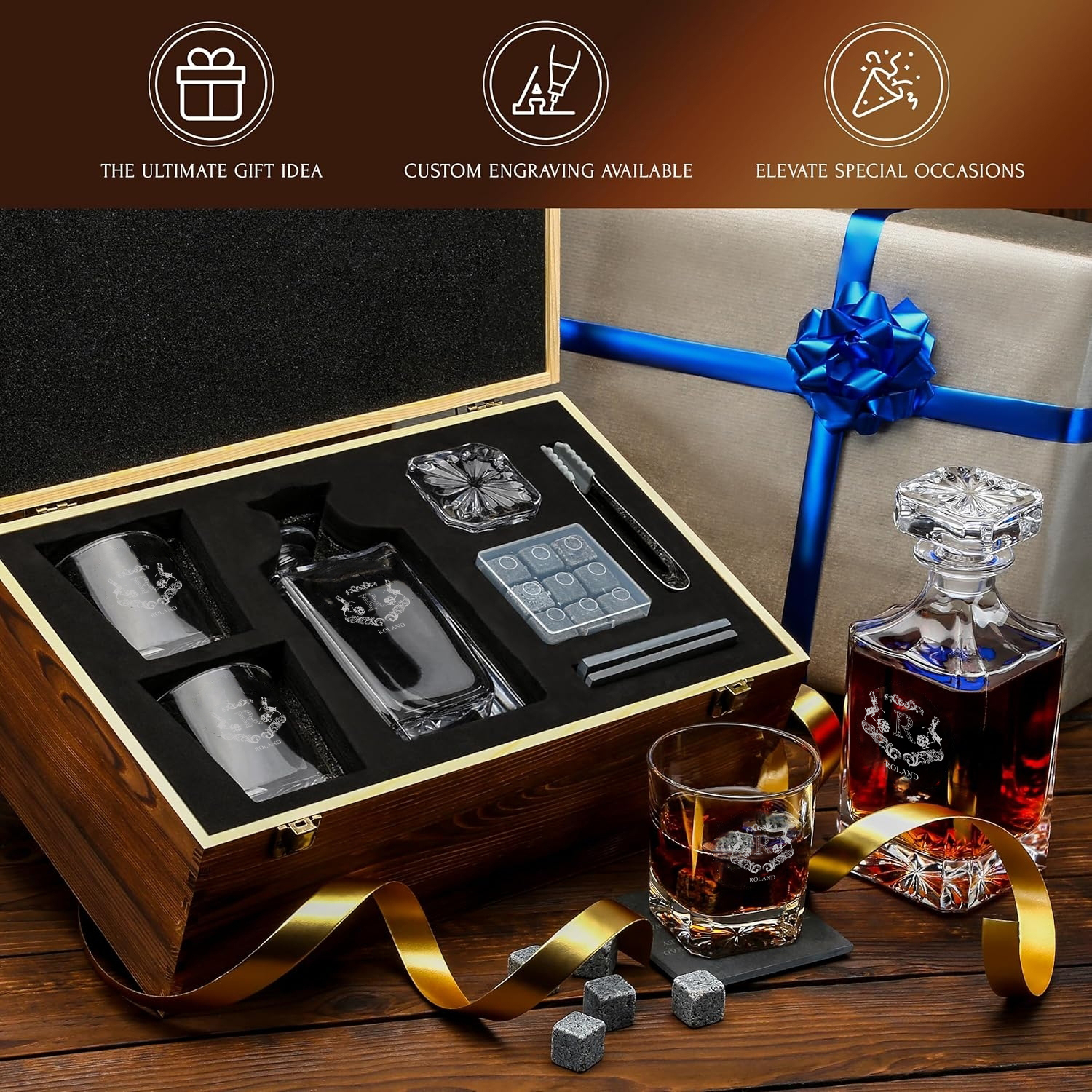 Individuell gravierte Whisky Karaffe für Herren