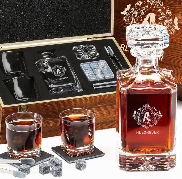 Exklusive Whisky Karaffe mit Initialen